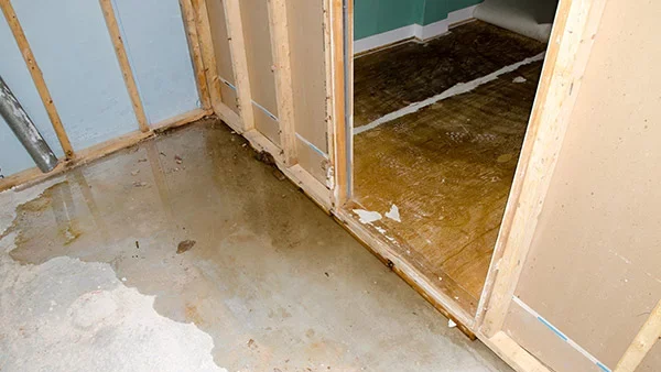 Water damage in basement caused by sewer backups.